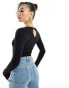 Фото #4 товара ASOS DESIGN long sleeve bodysuit with keyhole cut out in black