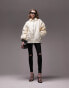 Topshop oversized collar bomber jacket in cream Бежевый, L - EU 44 - фото #1