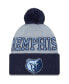 Фото #1 товара Men's Navy, Gray Memphis Grizzlies Tip-Off Two-Tone Cuffed Knit Hat with Pom