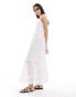 YAS broderie maxi cami dress in white - WHITE