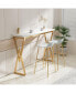 Фото #7 товара 63" Modernkitchen Bar Height Dining Table Wood Breakfast Pub Table With Gold Base