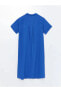 Фото #6 товара LCWAIKIKI Classic Gömlek Yaka Düz Kısa Kollu Kadın Elbise