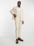 ASOS DESIGN wedding skinny suit trouser in linen mix in gingham in camel