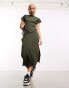 Фото #2 товара COLLUSION exposed seam wrap midi skirt in khaki