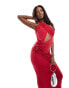 Фото #4 товара ASOS DESIGN one shoulder cut out drapey midi dress in red