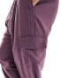 ASOS DESIGN high waist extreme wide smart trousers with cargo pockets in purple pin stripe