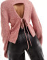 Aria Cove open back wide sleeve jumper in pink