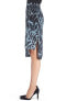 Halston Heritage Women's Feathers print Chiffon Lined Skirt Black Blue 6