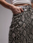 Topshop leather look maxi skirt in grey snake print