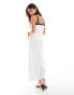 Pretty Lavish contrast knit midaxi slip dress in cream