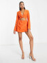 Фото #1 товара Miss Selfridge cut out mini blazer playsuit in orange