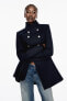 Фото #9 товара Двубортное пальто из смесовой шерсти с высоким воротником ZARA