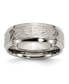 Titanium Polished and Hammered Beveled Edge Wedding Band Ring