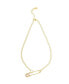 ფოტო #1 პროდუქტის Rhodium Cubic Zirconia Encrusted Safety Pin Chain Necklace