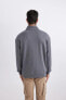 Comfort Fit Dik Yaka Kalın Kumaş Sweatshirt X7405az24sp