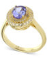 ფოტო #1 პროდუქტის Tanzanite (1-1/2 ct. t.w.) & White Topaz (1/2 ct. t.w.) Halo Ring in 14k Gold-Plated Sterling Silver