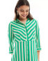 Фото #8 товара YAS maxi shirt dress in green bold stripe - MGREEN