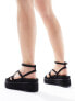 ASOS DESIGN Wide Fit Taurus 2 strappy flatform sandals in black