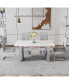 White Marble Dining Table, Stainless Steel Legs, 63"