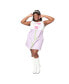 ფოტო #1 პროდუქტის Plus Size Retro Style White & Lavender Love Flower Power Shift Dress