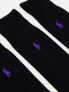 Фото #2 товара Polo Ralph Lauren 3 pack egytpian cotton socks in black with pony logo