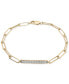 Фото #1 товара Diamond Bar Paperclip Link Bracelet (1/6 ct. t.w.) in 14k Gold-Plated Sterling Silver, Created for Macy's