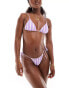 Mango stripe triangle bikini top in white and purple