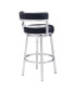 Madrid 30" Bar Height Swivel Gray Artificial leather and Brushed Stainless Steel Bar Stool