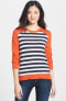 Фото #1 товара Michael Kors Women's Grommet Shoulder Striped Sweater PL