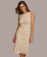 Women's Boat Neck Lace Sleeveless Shift Dress