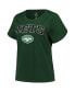 Фото #3 товара Branded Women's Green New York Jets Plus Size Arch Over Logo T-Shirt