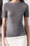 Plain short sleeve wool and silk blend t-shirt