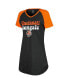 ფოტო #2 პროდუქტის Women's Black, Orange Distressed Cincinnati Bengals Raglan V-Neck Nightshirt