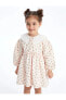 LCW baby Bebe Yaka Kısa Kollu Çiçek Desenli Kız Bebek Elbise