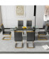 Фото #9 товара Стулья для кухни Simplie Fun, набор стола и стульев, большой современный минималистический прямоугольный стеклянный стол, вмещает 6-8 человек, с темперированным стеклянным столешницей и большими ножками из МДФ.