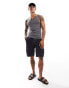 ASOS DESIGN 2 pack muscle vests in light blue and charcoal