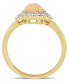 ფოტო #2 პროდუქტის Yellow Opal (3/4 ct. t.w.) and Diamond (1/8 ct. t.w.) Halo Ring 10k Yellow Gold