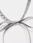 Фото #5 товара Reclaimed Vintage unisex drippy puller bow necklace in silver