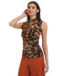 Фото #3 товара Women's Animal-Print Mock-Neck Top