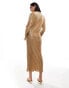 Фото #3 товара Never Fully Dressed high neck plisse maxi dress in gold