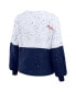 ფოტო #2 პროდუქტის Women's White, Navy Boston Red Sox Color Block Script Pullover Sweater