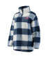 ფოტო #3 პროდუქტის Women's Navy, White New York Islanders Plaid Sherpa Quarter-Zip Jacket