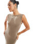 Фото #4 товара JDY cap sleeve maxi jersey dress in light brown