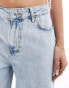 Pimkie longline bermuda denim shorts in blue bleach wash