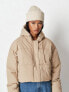 Missguided padded jacket with step hem in stone