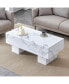 Modern White Coffee Table with Patterns, Perfect for Living Rooms, 43.3"x21.6"x17.2"