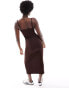 Cotton On staple ribbed 90s cami slip midi dress in dark brown