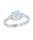 Sterling Silver Oval Opal and CZ Ring