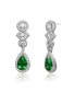 Фото #1 товара Sterling Silver White Gold Plated With Colored and Clear Cubic Zirconia Dangle Earrings