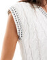 Miss Selfridge tipped cable knitted vest in cream